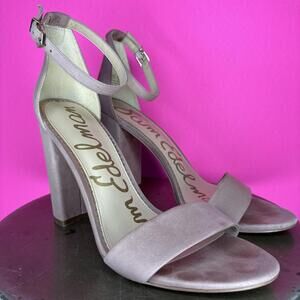 Sam Edelman Yaro Blush Pink Suede Open Toe Ankle Strap Heeled Sandal Sz 10